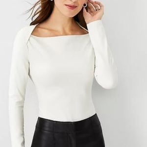 NWT Ann Taylor refined stretch envelope neck top have one in white